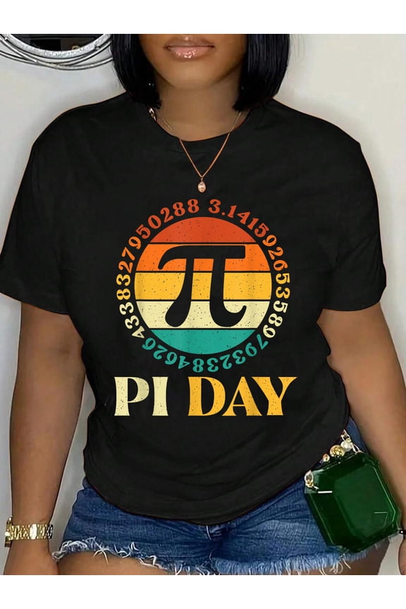 100% Cotton Pi Day - Pi Day Math Lover Pi Symbol Science T-Shirt Women's Men's Graphic Tee Casual Tops
