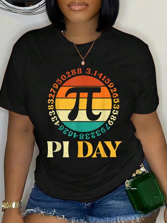 100% Cotton Pi Day - Pi Day Math Lover Pi Symbol Science T-Shirt Women's Men's Graphic Tee Casual Tops