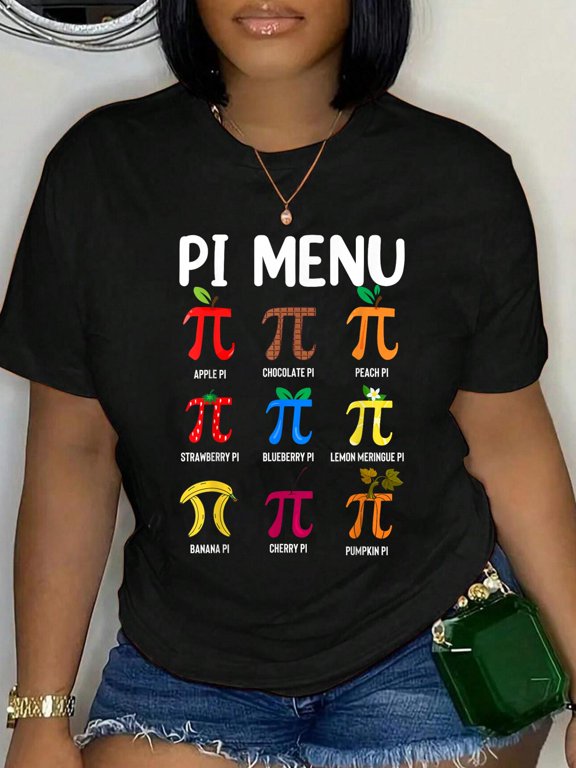 Cotton Piu 3.14 Pi Symbol - Math Teacher Happy Pi Day T-Shirt Women's Graphic Tee Casual Tops