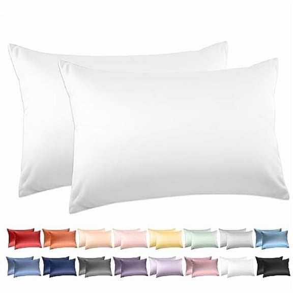 100% Cotton Pillow Cases Queen Size Set of 2, 600 Thread Count Cotton Queen Pillowcases, White Pillow Cases Set of 2 with Envelop Closure, 20x30 Inches