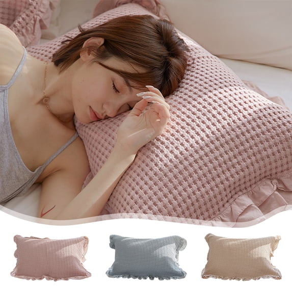 100% Cotton Pillow Cover,Pillow Cover Cotton Soft Non Slip Durable,Breathable Pillowcase for Bedroom Dormitory Home Bed Sleep Protection Decor(Blue)