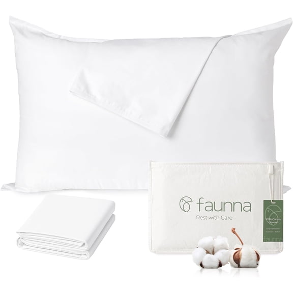 100% Cotton Pillow Protectors, Bed Bug Proof, Hypoallergenic, Featuring Antimicrobial Product Protection for Enhanced Freshness, - Premium Breathable Zippered Protectors
