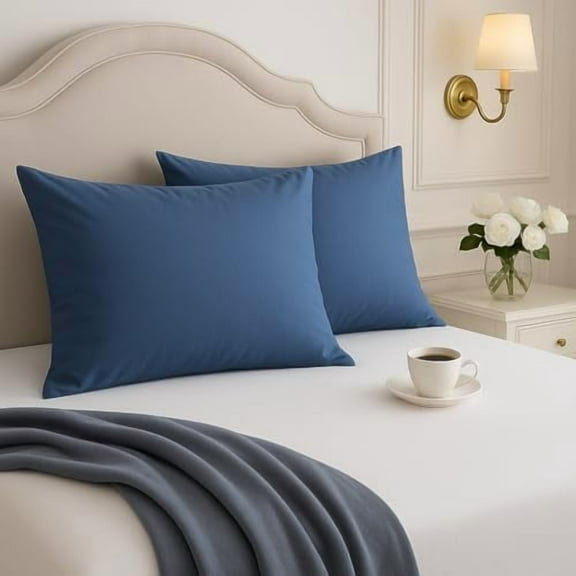 100% Cotton Pillowcases Standard Size Set of 2, Soft & Breathable Sateen Weave with 400 Thread Count, Cooling White Pillow Covers for Sleeping, Fits Standard & Queen Pillows