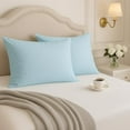 thumbnail image 1 of 100% Cotton Pillowcases Standard Size Set of 2, Soft & Breathable Sateen Weave with 400 Thread Count, Cooling White Pillow Covers for Sleeping, Fits Standard & Queen Pillows, 1 of 5