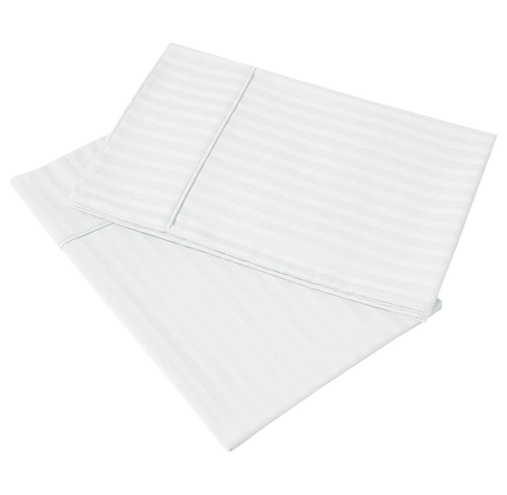 100 Cotton Pillowcases, White Striped Hotel Quality, 12 Pack Bulk Pillowcases, Smooth Weave