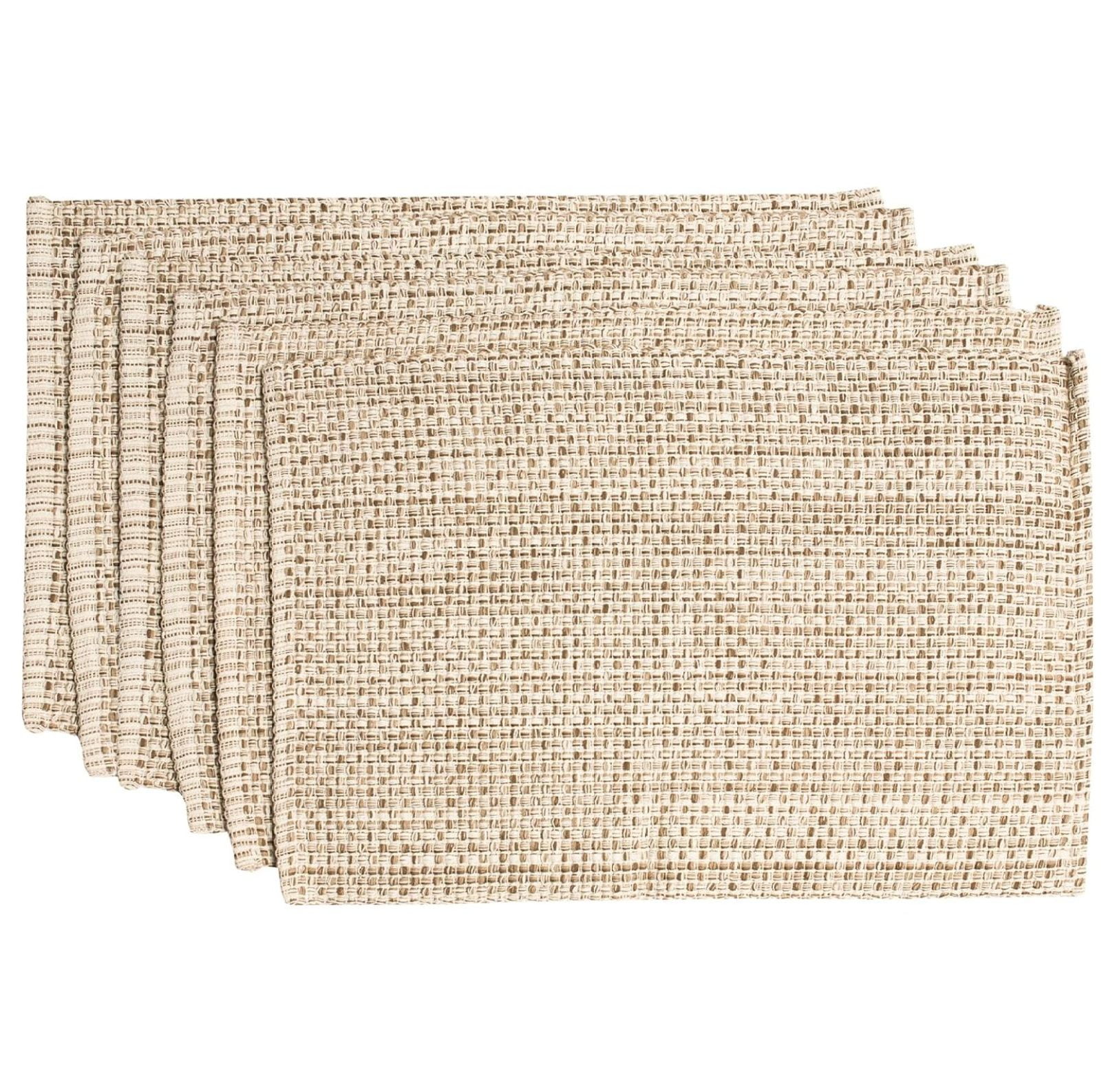 Eggshell Two Tone Woven Cotton Rectangular Placemats, 13" x 19", Set of 6