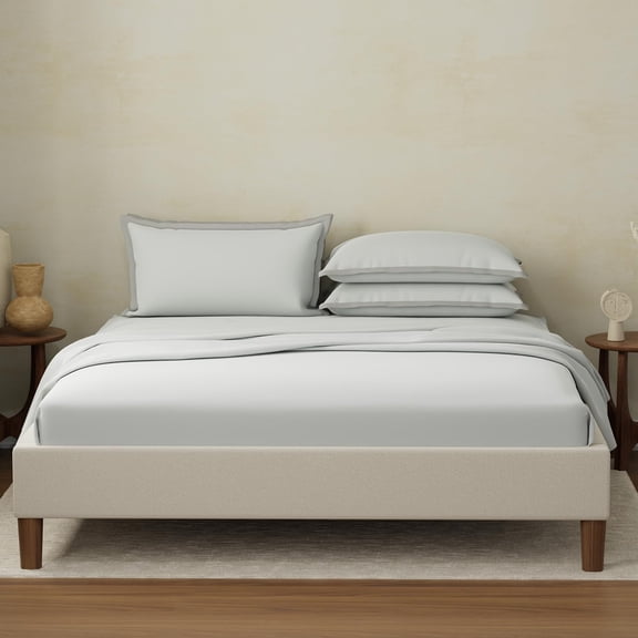 100% Cotton Plain Bedsheet Set With 4 Pillow Covers - 108 X 108 Inches, Grey | 400 Thread Count - Gift For Weddings Or Anniversary King Size Bedsheet