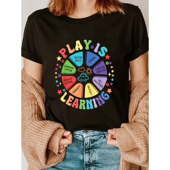 100% Cotton Play Is Learning Preschool Teacher Life Kindergarten T-Shirt