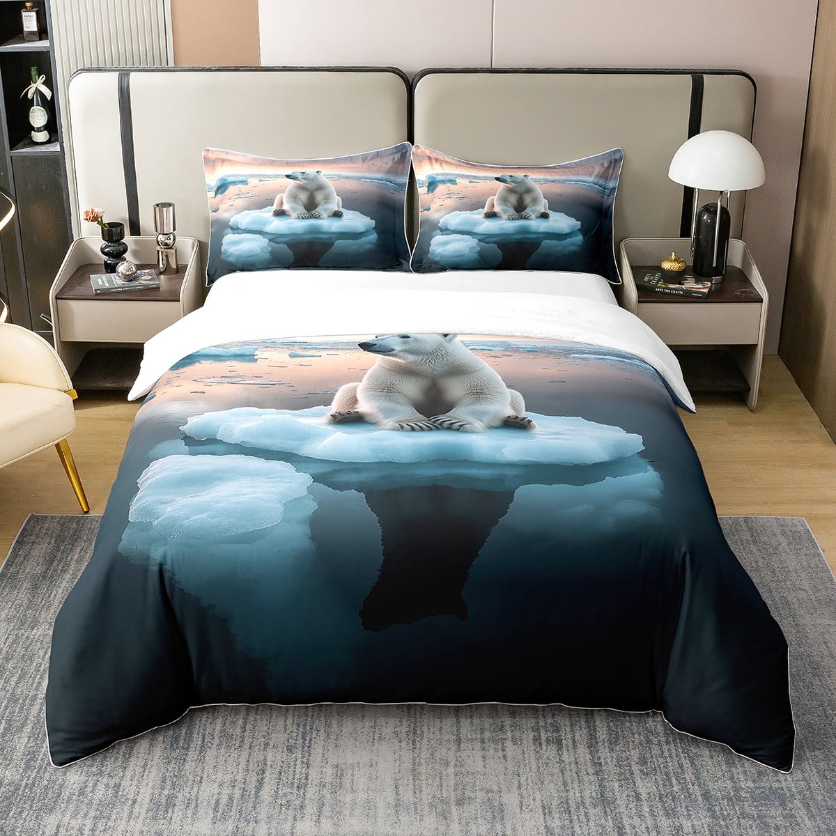 100% Cotton Polar Bear Duvet Cover(No Comforter),Natural Sunset Sky ...