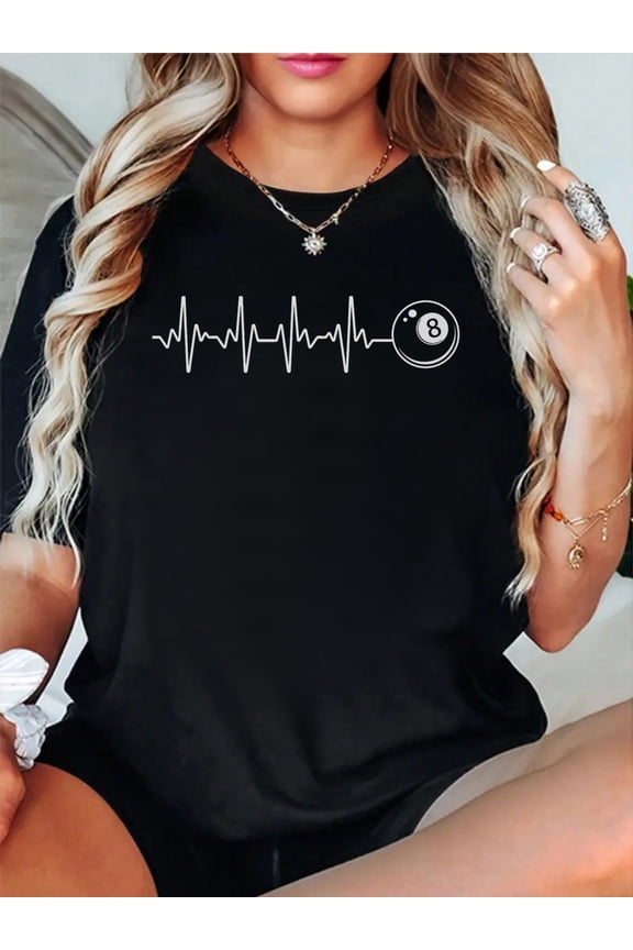 100% Cotton Pool Art for Men Women Billiards Lover 8 Ball Pool Player Comfort Colors Adult He Women's Graphic Tee Casual Tops