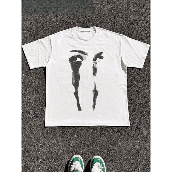 100% Cotton Post Punk Crying Eyes T-Shirt Unisex Y2K Aesthetic Graphic Print T Shirt Tops TEE 220g Heavy Cotton T Shirt | S-5XL SIZE