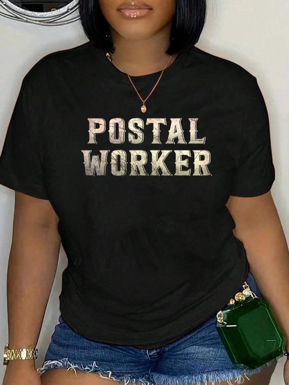 Cotton Postal Worker Delivery Service Post Office Funny Mailman T-Shirt Women's Graphic Tee Casual Tops