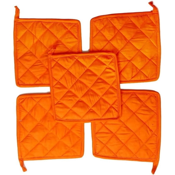 100% Cotton Pot Holders for Kitchen 8" x 8" Inches Heat Resistant Pot Holder Pack of 10 Orange