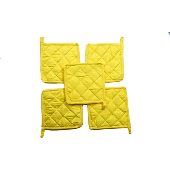 100% Cotton Pot Holders for Kitchen 9" x 9" Inches Heat Resistant Pot Holder Pack of 12 Yellow
