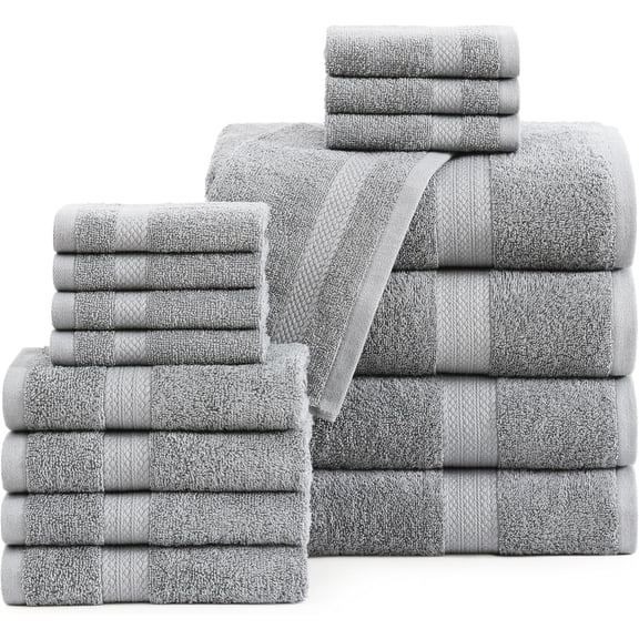 100% Cotton Premium Bathroom Towels Set - 6 Pieces - Ring Spun, Quick Dry, Super Soft & Highly Absorbent - 2 Bath, 2 Washcloths, 2 Hand Towels for Bathroom - Pre Shrunk - Cerulean Blue