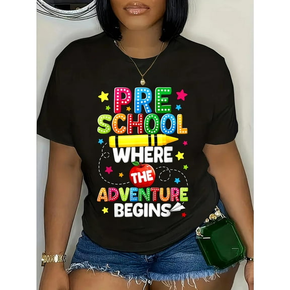 100% Cotton Preschool Where The Adventure Begins Pre-K Teacher T-Shirt
