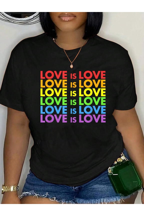 100% Cotton Pride March Shirt Rainbow LGBT Equality, Love is Love T-Shirt Women's Men's Graphic Tee Casual Tops