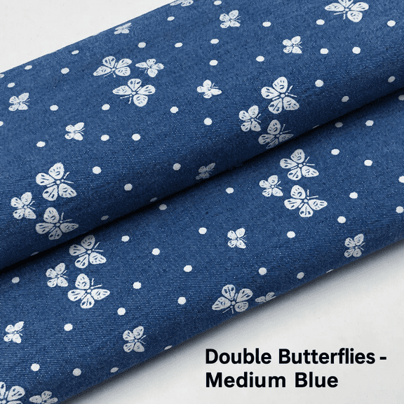 100% Cotton Printed Denim Fabric by The Yard, Washed Lightweight Chambray Cloth, 59" Wide Pre-Cut 1 Yard for Sewing Shirts, Dresses, Pants, Jackets and DIY Crafts