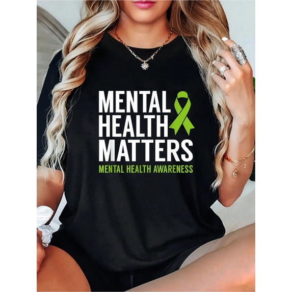 100% Cotton Printed Round Neck Short Sleeve T-Shirt Mental Health Matters Men Women Mental Health Awareness T-Shirt