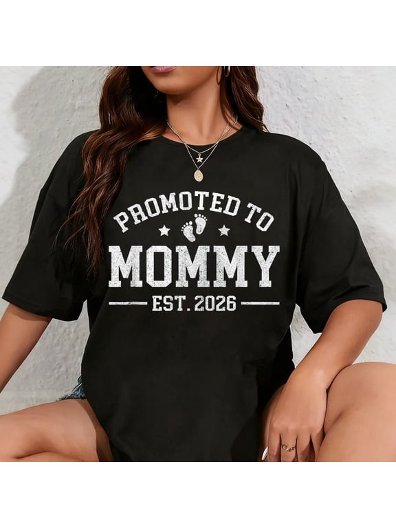 100% Cotton Promoted to Mommy est 2026 Baby Announcement for New Mom T-Shirt