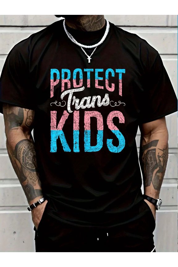 100% Cotton Protect Trans LGBT Equality Human Rights Transgender T-Shirt Round Neck Short Sleeve T-Shirt Women's Men's Graphic Tee Women's Men Graphic Tee
