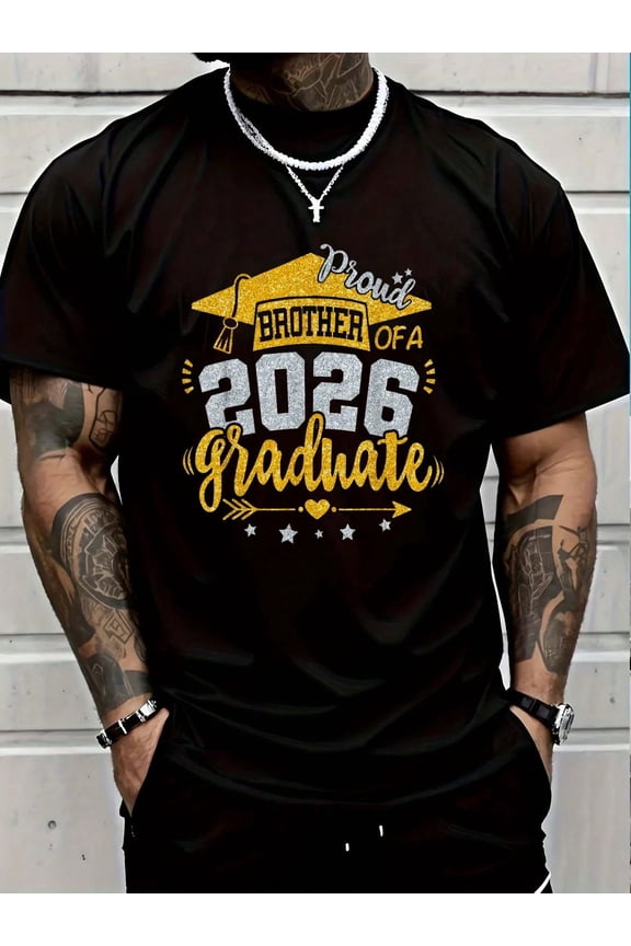 100% Cotton Proud Brother Of A 2026 Graduate Grad Senior Graduation T-Shirt Men's Women's Vintage Summer Vacation Tops Graphic Tee