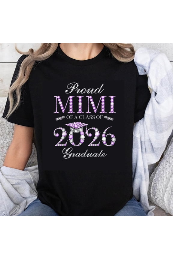 100% Cotton Proud Mimi Of A Class Of 2026 Graduate Graduation Gift For Grandma Mom T-Shirt