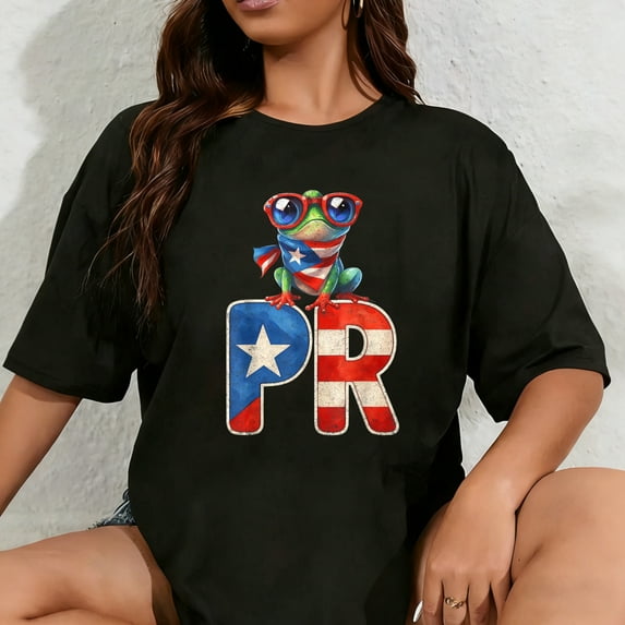 100% Cotton Puerto Rico Coquí Frog Flag PR Island Pride T-Shirt