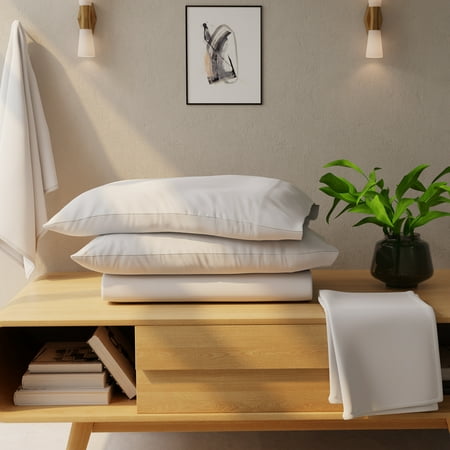Color Sense 100% Cotton Queen Light Grey Flannel Sheet Set, Double Brushed and Extra Warm 4-Piece Set