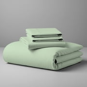 Purity Home Queen Bed Sheet Set - 100% Cotton Percale - Cool, Crisp, Breathable & Durable 4-Piece - Sage