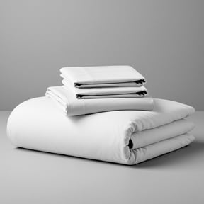Purity Home Queen Bed Sheet Set - 100% Cotton Percale - Cool, Crisp, Breathable & Durable 4-Piece - White