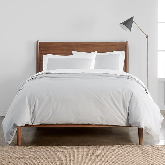 100% Cotton Queen Percale Duvet Set (3 Piece) Gray Solid Garment Wash by Simply Put