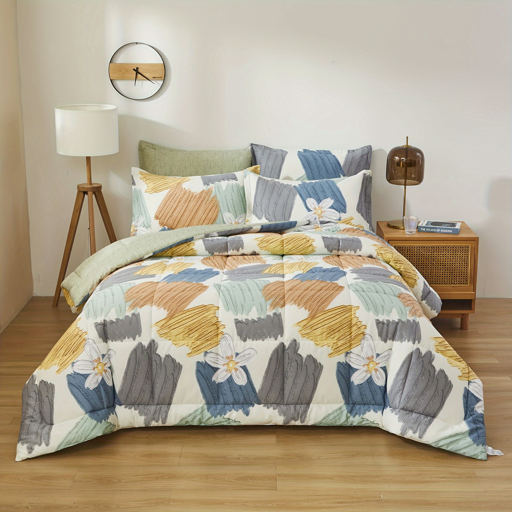 100 Cotton Queen Size Graffiti Print Summer Comforter Set, Ultra Lightweight Down Alternative