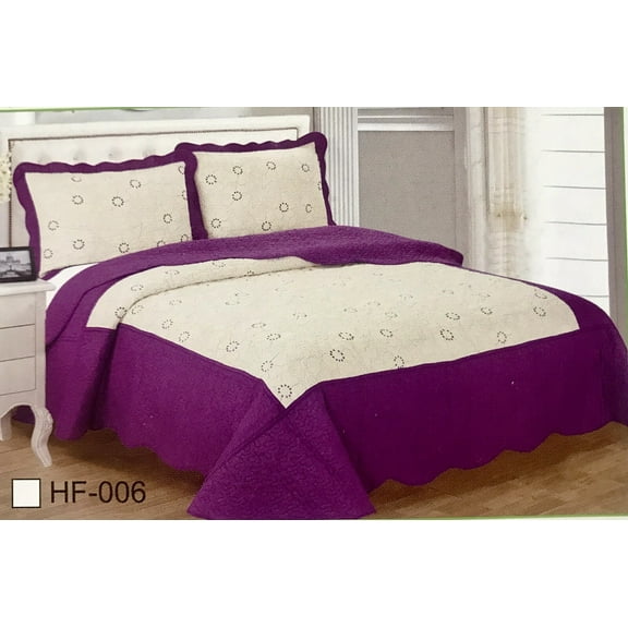 100% Cotton Quilt Bedspread Queen Size 3Pcs Reversible Embroidered 90X100 6lbs