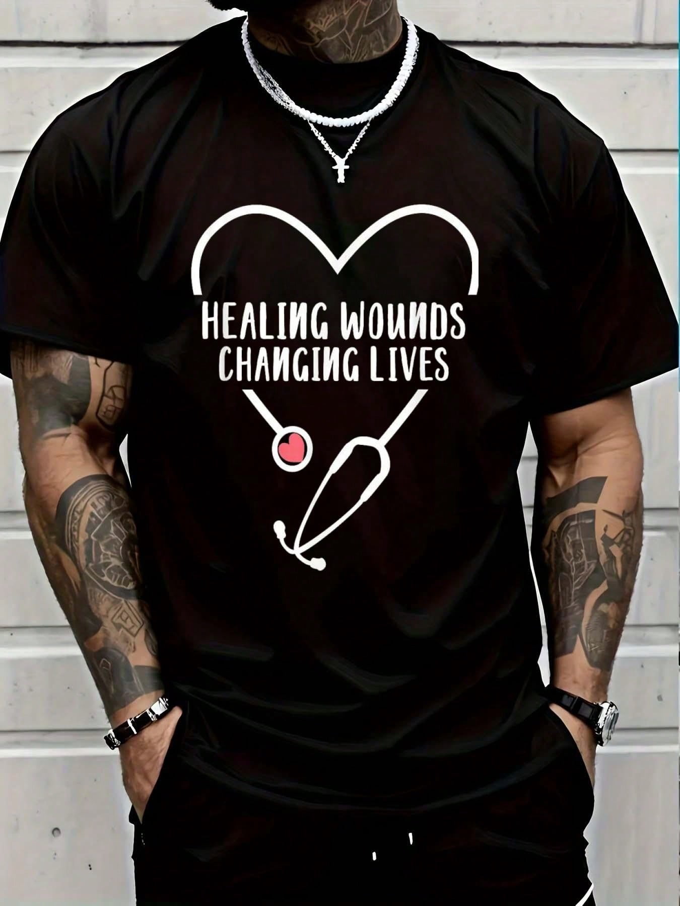 100% Cotton RN Wound Care Nurse Healing Wounds Changing Lives T-Shirt ...