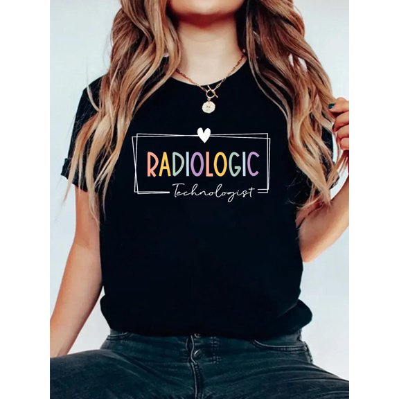 100% Cotton Radiologic Technologist Xray Tech Radiology X-Ray Rad Tech T-Shirt Women's Men's Graphic Tee Casual Tops