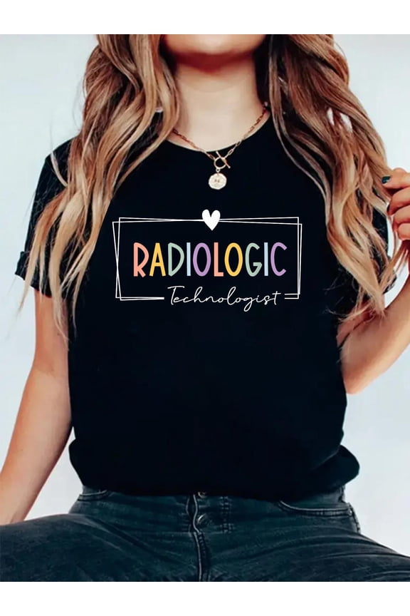 100% Cotton Radiologic Technologist Xray Tech Radiology X-Ray Rad Tech T-Shirt Women's Men's Graphic Tee Casual Tops
