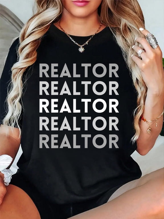 Cotton Realtor Real Estate Agent T-Shirt Women's Graphic Tee Casual Tops