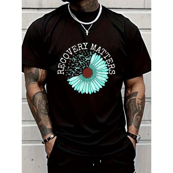 100% Cotton Recovery Matters Drug Alcohol Awareness Addiction Ribbon T ...