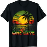 100% Cotton Reggae Music Guitar Rasta Pride Jamaica Rasta Reggae Sunset T-Shirt