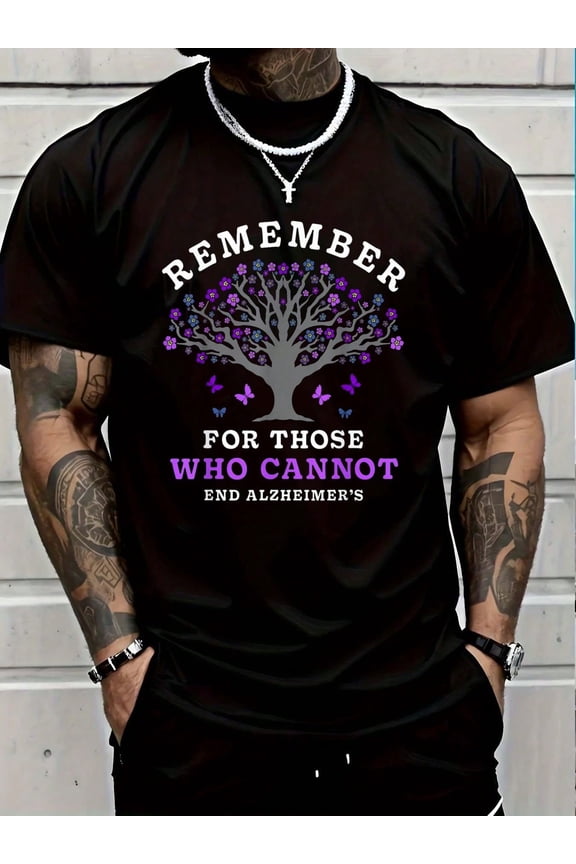 100% Cotton Remember For Those Who Cannot Alzheimer's Awareness Dementia T-Shirt Women's Men Graphic Tee