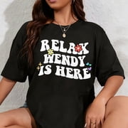 100% Cotton Retro Groovy Relax WENDY Is Here Funny Mothers Day Name T-Shirt
