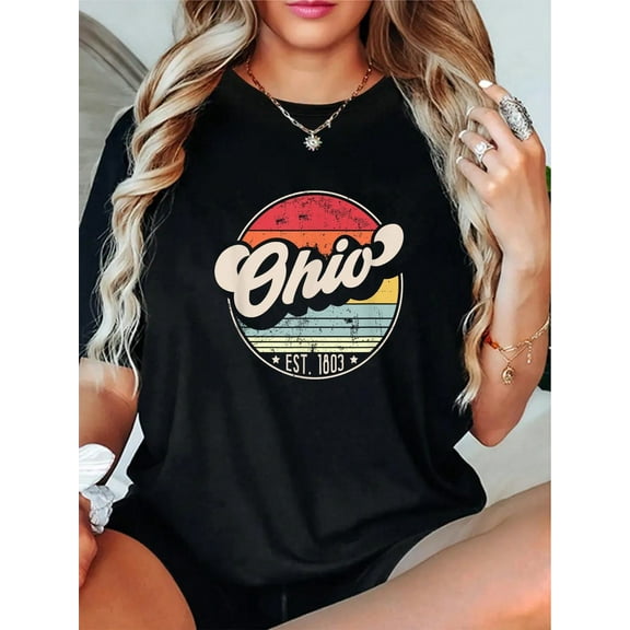 100% Cotton Retro Ohio Home State OH Cool 70s Style Sunset T-Shirt