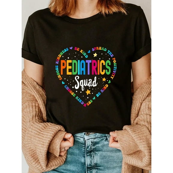 100% Cotton Retro Pediatrics Heart Peds Registered Nurse School T-Shirt