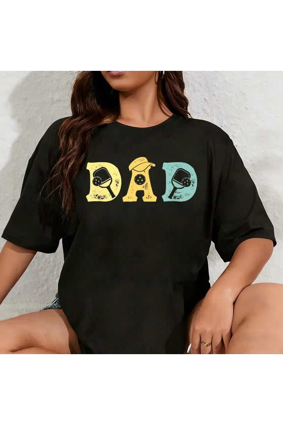 100% Cotton Retro Pickleball DAD Paddles Ball Father's Day Pickleball T-Shirt