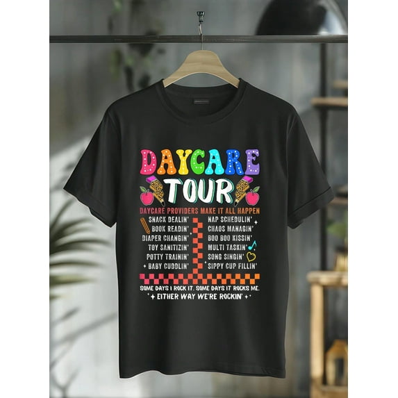100% Cotton Retro The Daycare Tour Funny First Day Back To School T-Shirt