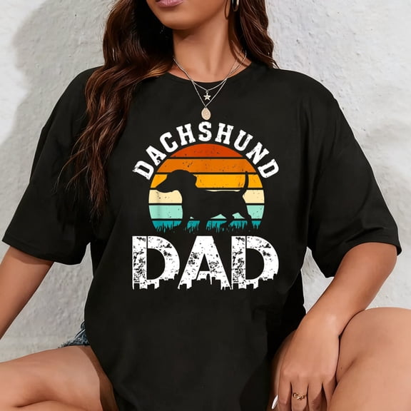 100% Cotton Retro Vintage Dachshund Dad Gifts for Men Fathers Day T-Shirt