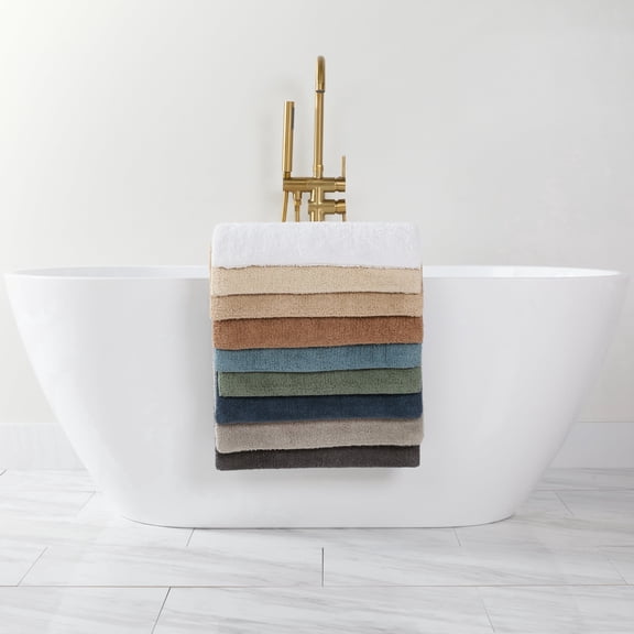 100% Cotton Reversible Solid Bath Mat by Comfort Canopy, Light Blue, 24" x 17"