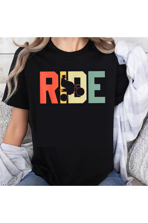 100% Cotton Ride Motorcycle Graphic Colorful Typography Unisex Casual Summer Fashion T-Shirt