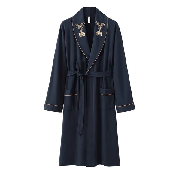 100% Cotton Robe Spa Long Bathrobes Unisex Lightweight Full-Length Robe Dressing Gown Sleepwear,Mens Terry Cloth Bathrobe